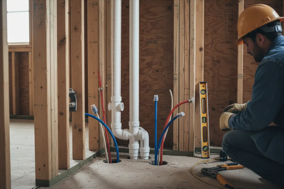 Drain and supply rough-in during Garbage Disposal Repair in Elmwood