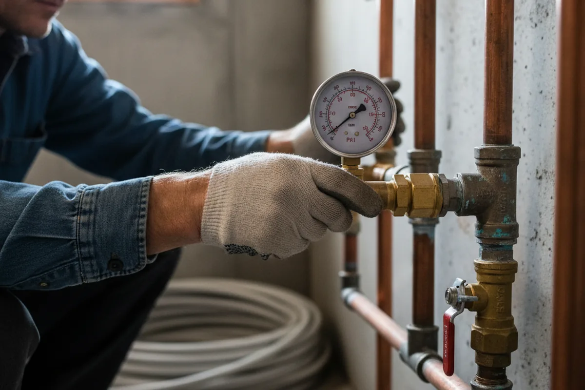 Pressure testing a repaired line during Water Line Repair in Elmwood